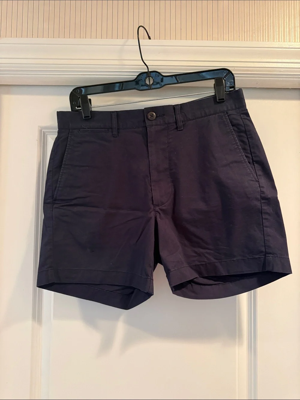 J. Crew Navy Flat-Front Cotton Chino Shorts
